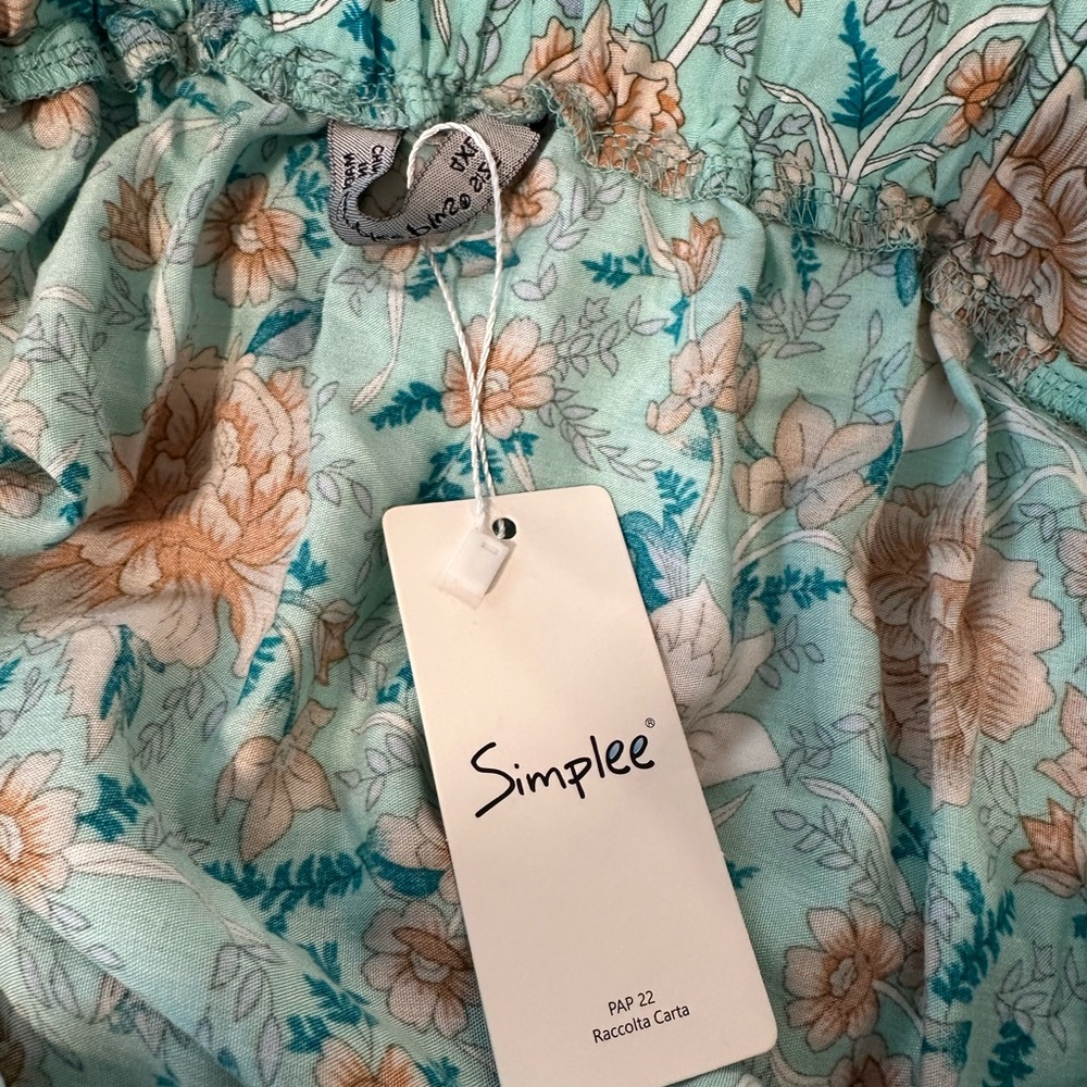 Simplee Apparel Floral Maxi Skirt - Teal and Beige - Picture 4 of 5